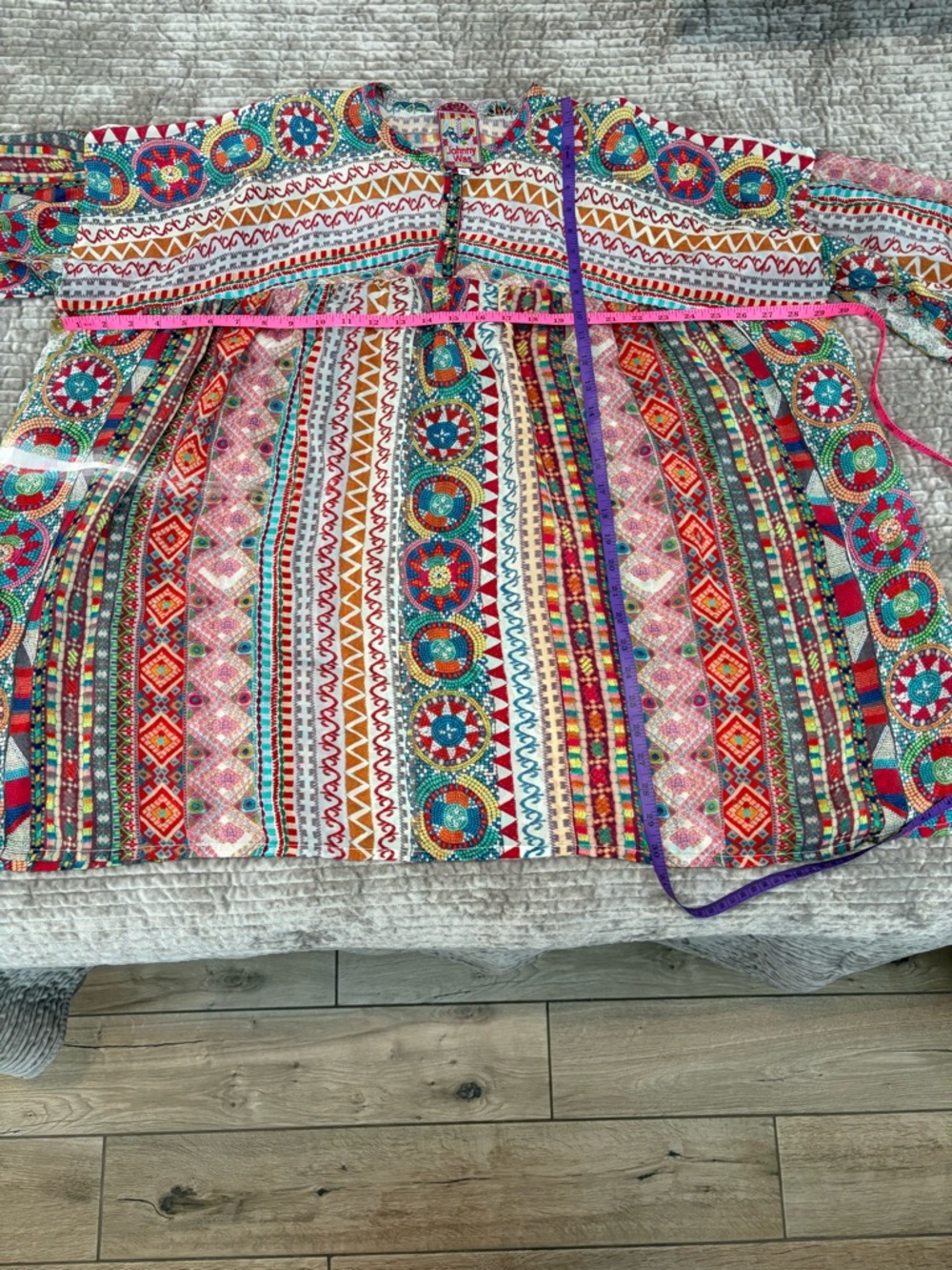 Johnny Was Multicolor Printed Boho Tunic Top - Picture 9 of 12